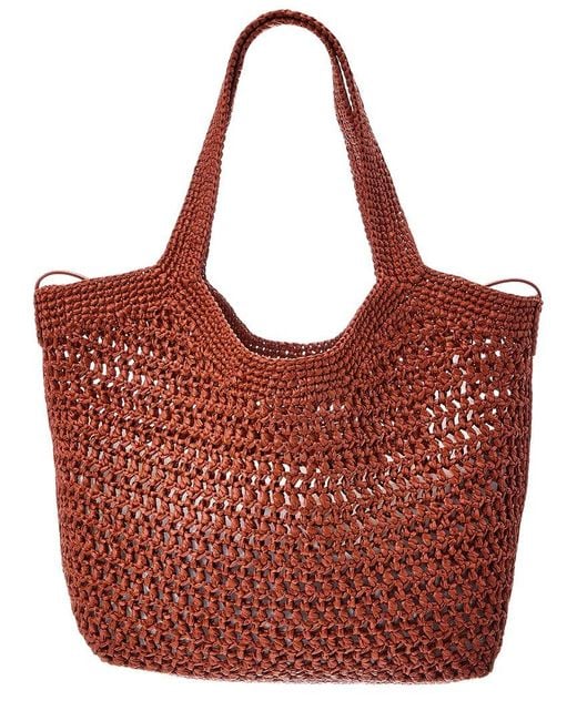 Tod's Red Logo Medium Raffia Tote