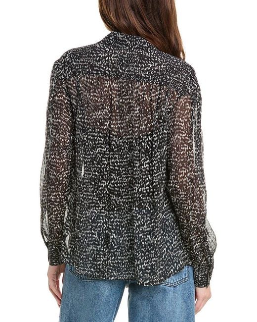Rag & Bone Black Emmy Printed Silk-Blend Top