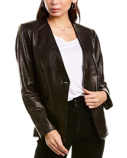 Michelle Mason Black Leather Blazer