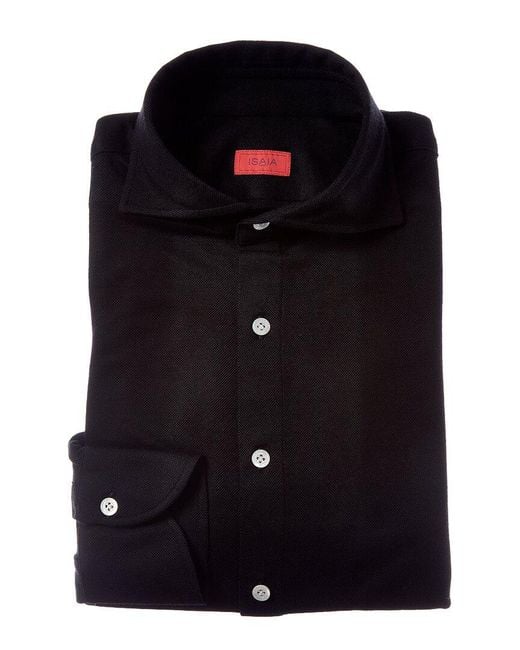 Isaia Black Jersey Wool Sport Shirt for men