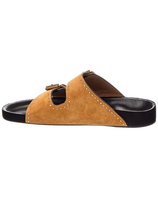 Isabel Marant Brown Logo Suede Flat Sandal