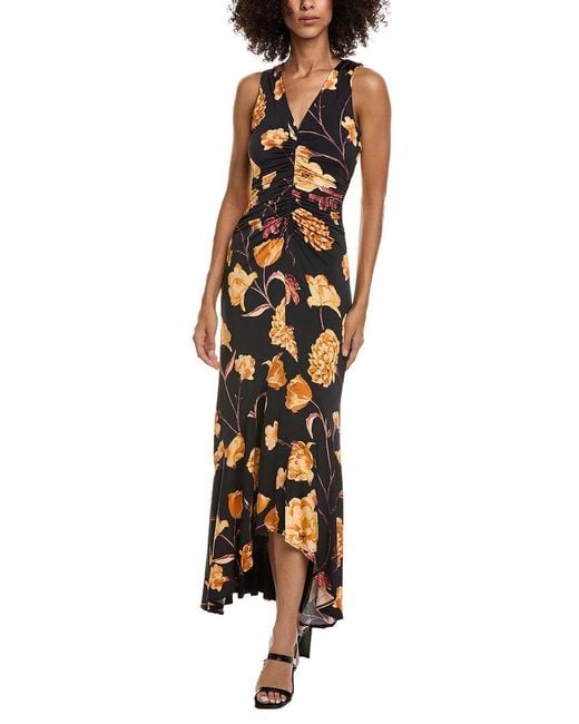 Ted Baker Metallic V-Neck Ruched Maxi Dress