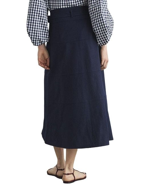Tanya Taylor Blue Hudson Wool-Blend Skirt