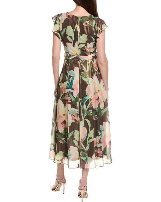 Adrianna Papell White Flutter Sleeve High-Low Midi Wrap Dress