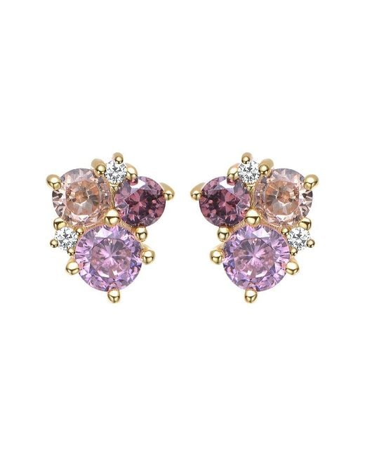 Genevive Jewelry Pink Rachel Glauber 14K Plated Cz Three Stone Ring