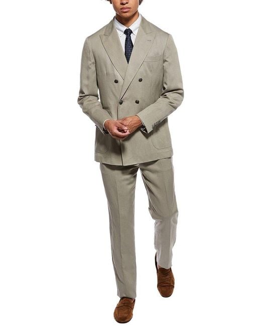 Brunello Cucinelli Natural 2Pc Silk & Linen-Blend Suit for men