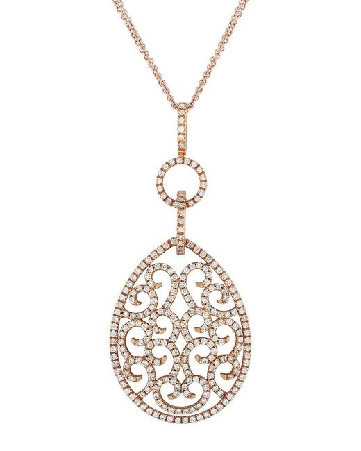 Piero Milano Metallic 18K Rose 1.68 Ct. Tw. Diamond Pendant Necklace (Authentic Pre-Owned)