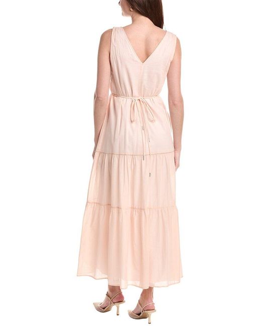 Peserico Pink Tiered Tie Waist Midi Dress