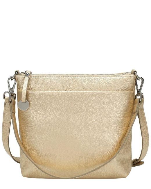 Tiffany & Fred Paris Natural Tiffany And Fred Paris Metallic Leather Double Zip Crossbody