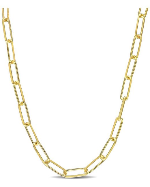 Italian Silver Metallic 18K Over Diamond-Cut Paperclip Chain Necklace