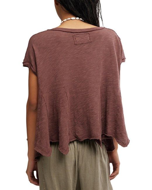Free People Red Swing Along With Me Linen-Blend Top