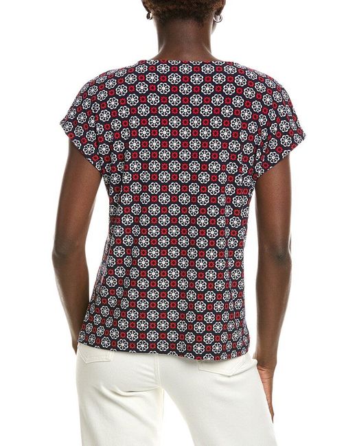 Jones New York Blue Double Trim Top