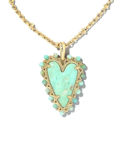 Kendra Scott Blue Beaded Ansley Heart 14K Plated Pendant Necklace