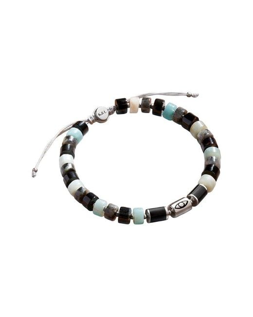 Karma and Luck Metallic Plated Onyx/ Labradorite/ Amazonite Bolo Bracelet