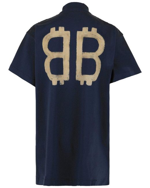 Balenciaga Blue Oversized T-Shirt for men
