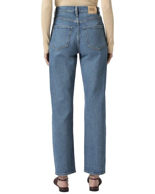 PAIGE Blue Sawyer High Rise Wide Straight Leg Jean