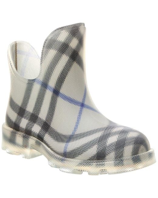 Burberry Gray Marsh Vintage Check Rubber Rain Boot