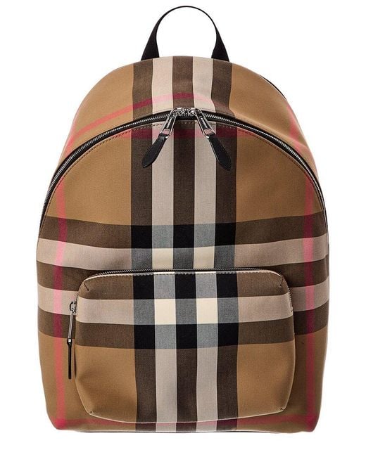 Burberry Brown Check Canvas Backpack for men