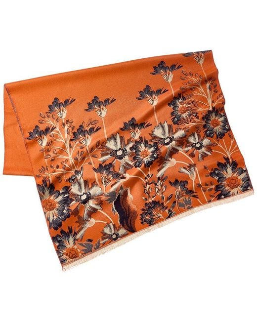 Saachi Orange Reverse Wildflower Scarf