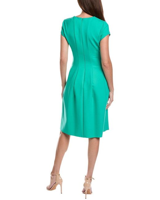 Oscar de la Renta Green Twisted Front Midi Dress