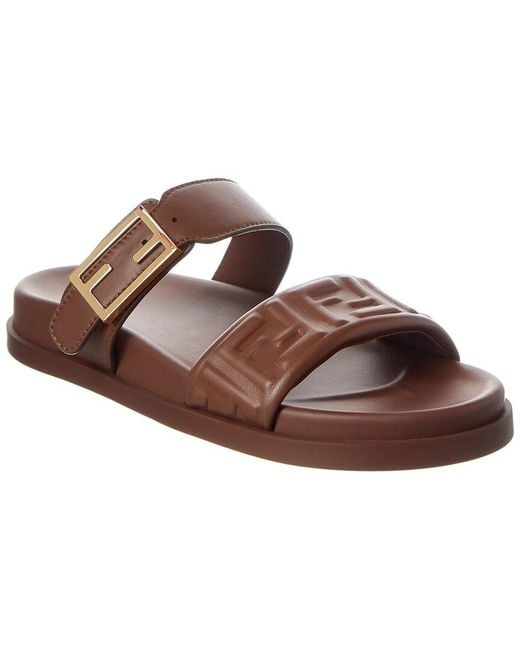 Fendi Brown Feel Ff Leather Sandal