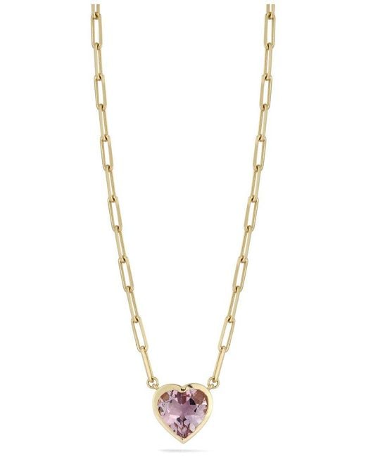 Ember Fine Jewelry Metallic 14K Amethyst Heart Paperclip Chain Necklace