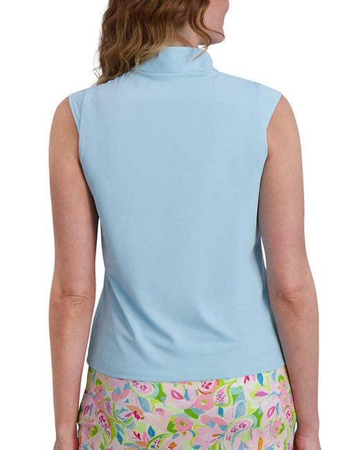 Stella Parker Blue Mock Zip Knit Top