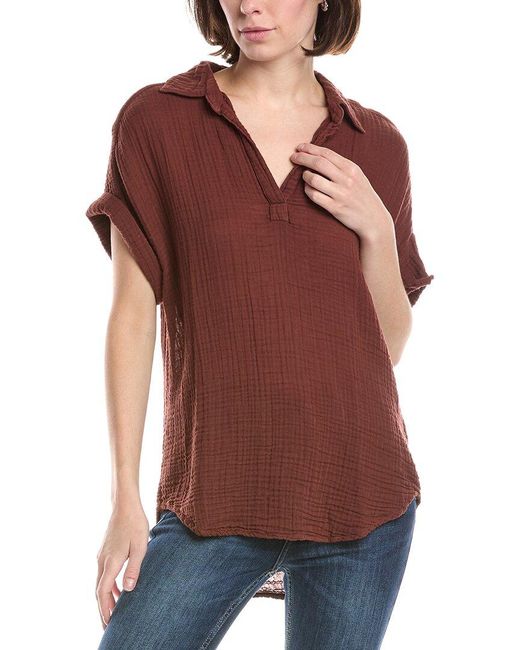 Michael Stars Red Gigi Popover Top
