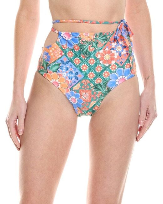Agua Bendita Blue Glenda Tile Reversible Bikini Bottom