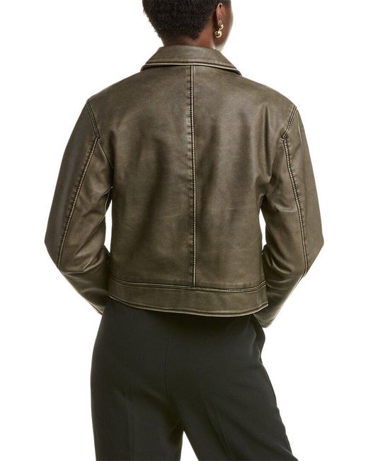 Tahari Brown Collared Cropped Jacket