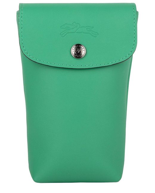 Longchamp Green Le Pliage Leather Phone Case
