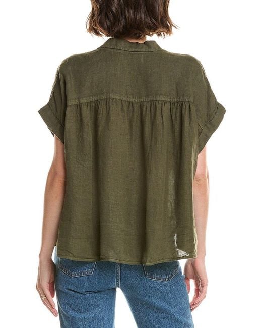 Velvet By Graham & Spencer Green Aria Linen Top