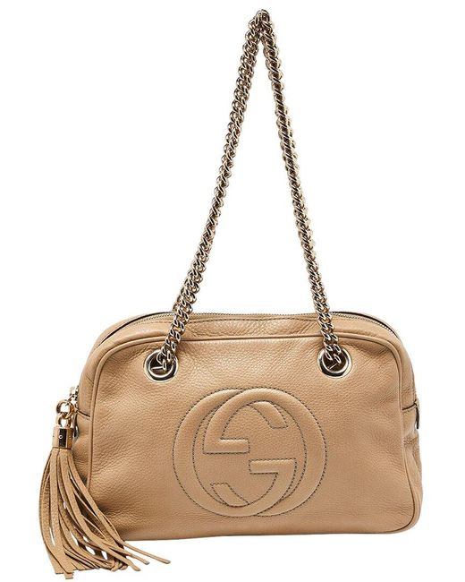 Gucci Natural Leather Medium Soho Chain Shoulder Bag (Authentic Pre-Owned)