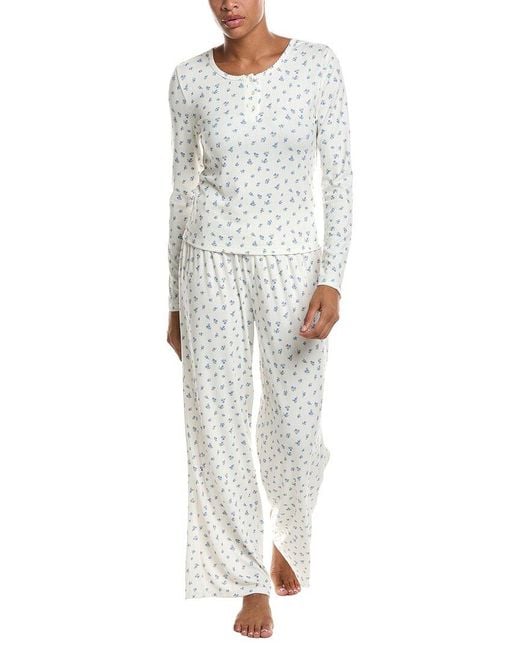 Honeydew Intimates White 2Pc Blissful Long Henley Set