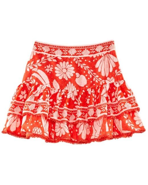 Farm Rio Red Neon Jungle Mini Skirt