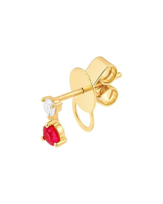 HAWLEY ST Metallic 14K 0.43 Ct. Tw. Diamond & Ruby Stud Earrings