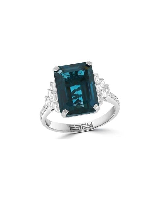 Effy Fine Jewelry Blue 14K 8.98 Ct. Tw. Diamond & London Topaz Ring
