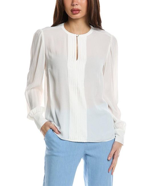 Brooks Brothers White Pintuck Top