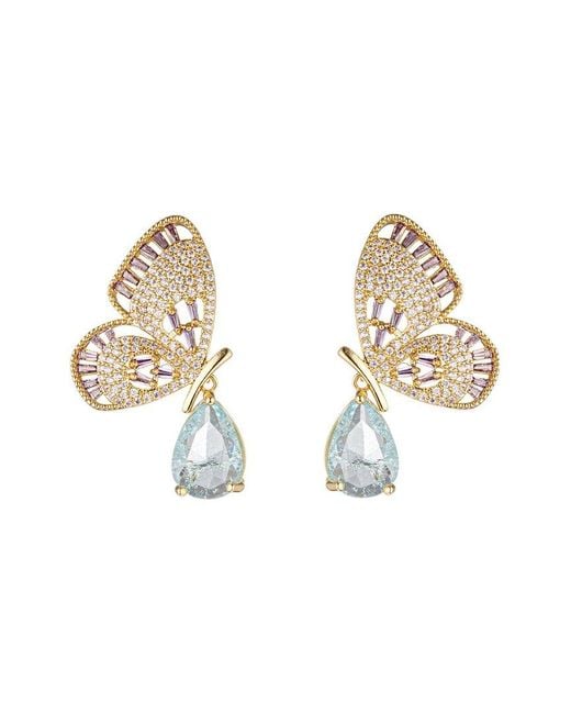 Eye Candy LA Metallic Cz Golden Butterfly Drop Earrings