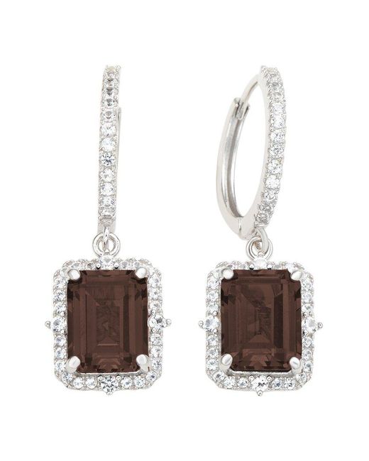 Suzy Levian White 0.02 Ct. Tw. Diamond & Gemstone Halo Dangling Earring