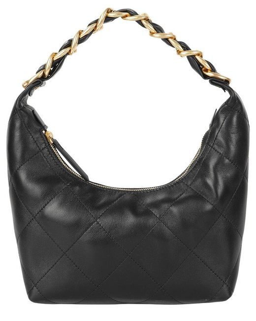 Tiffany & Fred Paris Black Soft Quilted Leather Shoulder Bag