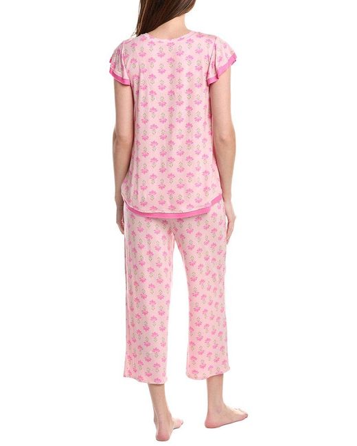 Ellen Tracy Pink 2Pc Cropped Pajama Set