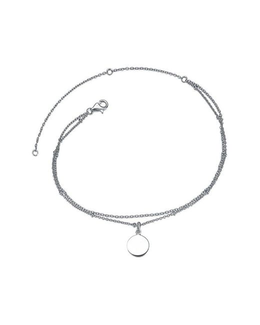 Genevive Jewelry White Silver Cz Medallion Charm Ankle Bracelet