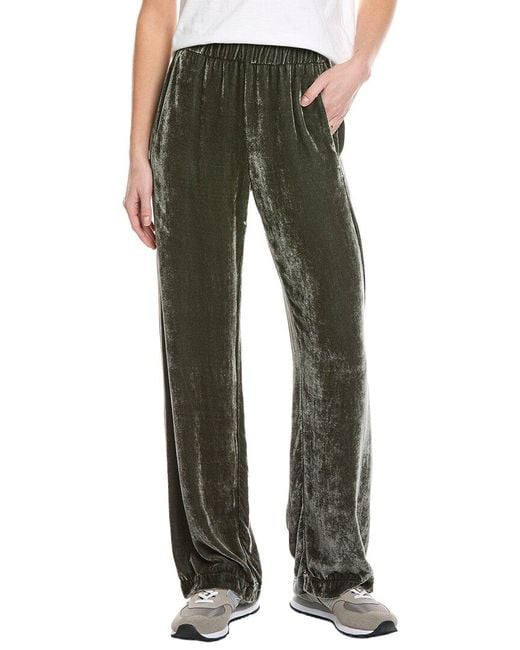 Velvet By Graham & Spencer Green Sorine Velvet Silk-Blend Pant