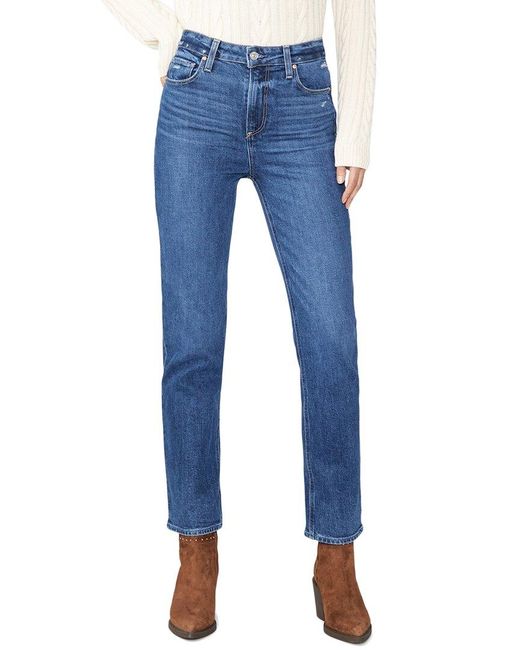 PAIGE Blue Stella Miss Your Distressed Super High Rise Straight Leg Jean