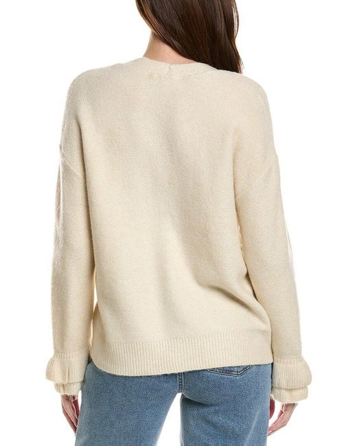 Cece Natural Ruffle Cuff Cardigan