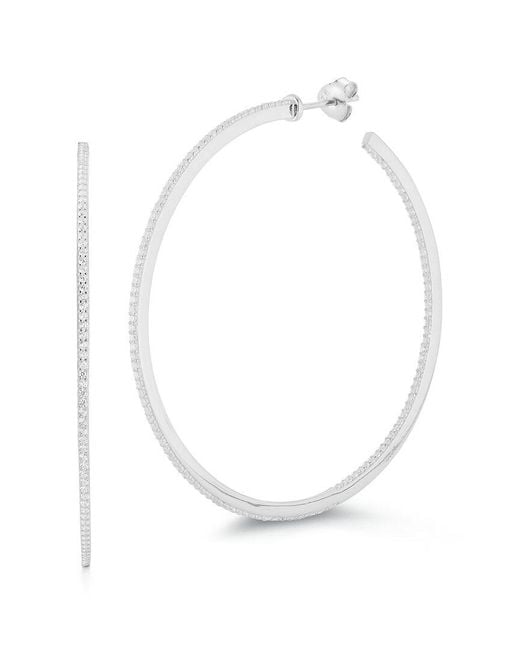 Glaze Jewelry White Silver Cz Xl Hoop Earrings