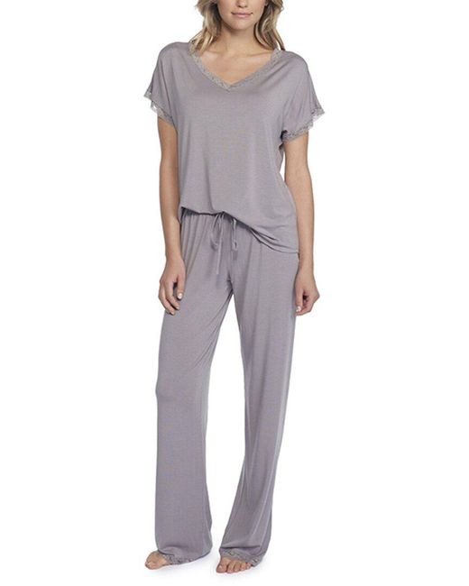 Barefoot Dreams Gray Luxe Milk Jersey V-neck Pajama Set