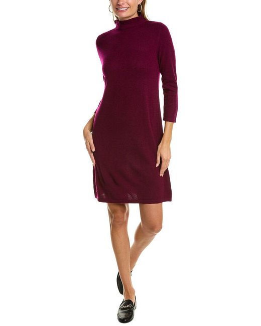 Forte Red Ruffle Neck Cashmere Sweaterdress