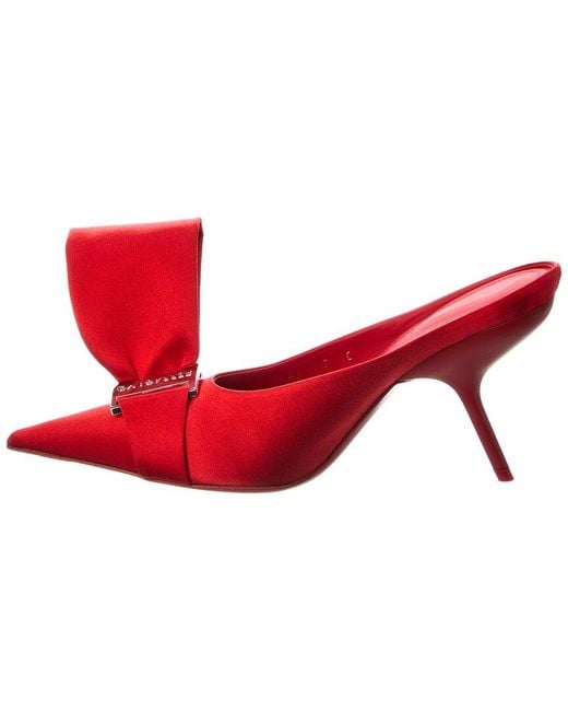 Ferragamo Red Asymmetric Bow Satin Pump